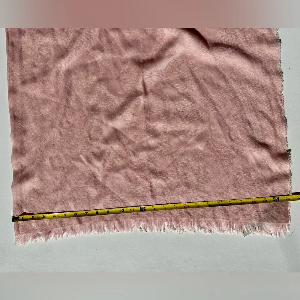 Coach Logo Jacquard Soft Pink Wrap Scarf Stole, Wool - Viscose, 68”x50” - Picture 8 of 9